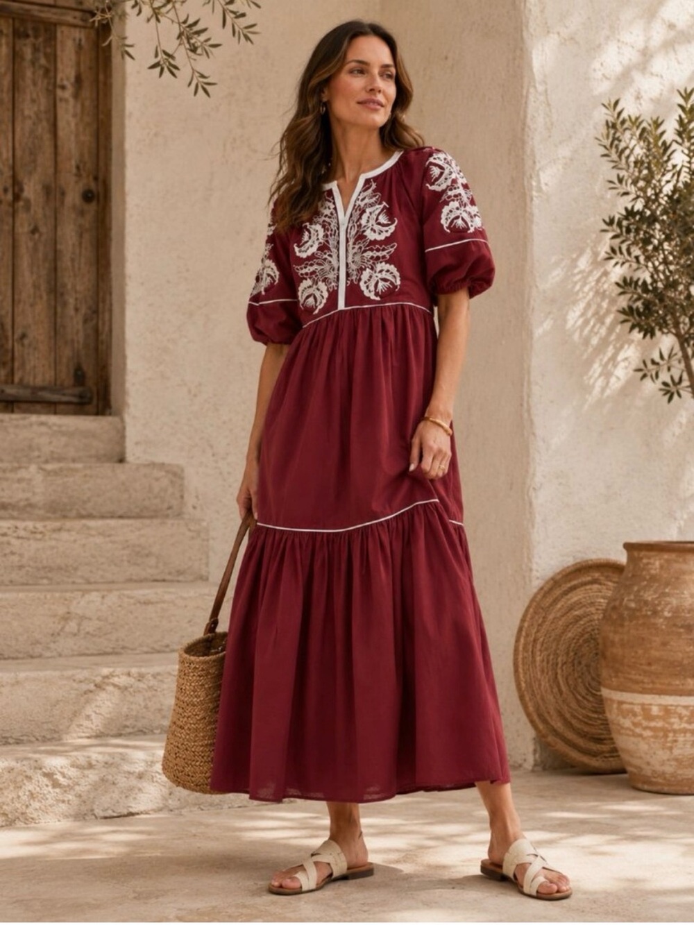 Anthropologie Gretel Embroidered Maxi Dress XL